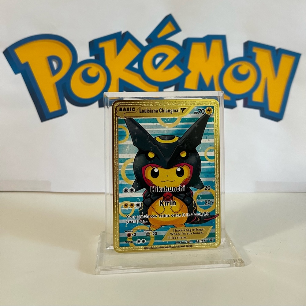 Pokemon Pikachu Louisiana Chiangmai Cosplay Gold Metal Card Fan Art